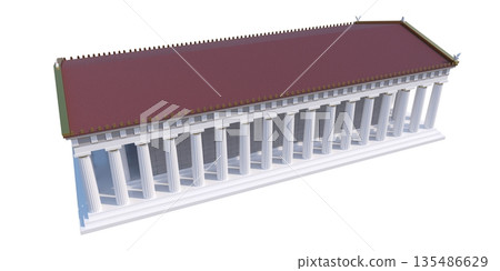 Parthenon, ancient greek temple, visualization, 3D illustration 135486629