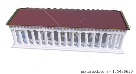 Parthenon, ancient greek temple, visualization, 3D illustration 135486630