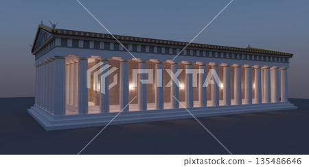 Parthenon, ancient greek temple, visualization, 3D illustration 135486646
