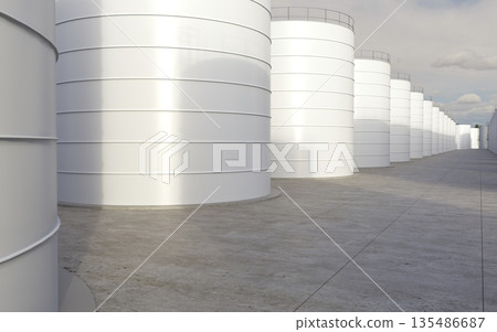 oil refinery, chemical production, waste processing plant, exterior visualization, 3D illustration, cg oil refinery, chemical production, waste processing plant, exterior visualization, 3D illustration, cg 135486687