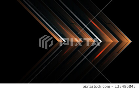 Abstract orange arrow metallic direction cyber technology futuristic geometric on black design modern creative background vector Abstract orange arrow metallic direction cyber technology futuristic geometric on black design modern creative background vector 135486845