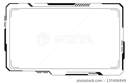 HUD frames black user interface elements design modern technology futuristic control panel screen digital hologram window gaming menu touching cyber monitor set on white background vector 135486849