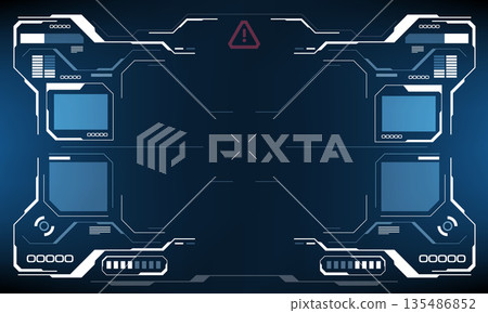 HUD sci-fi interface screen view white circular geometric design virtual futuristic technology creative display on blue vector 135486852