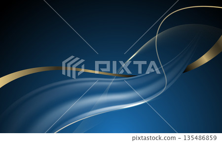 Abstract gold glossy wave overlap luxury on blue design modern background vector 135486859