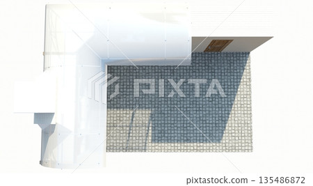 barbecue area, exterior visualization, 3D illustration 135486872
