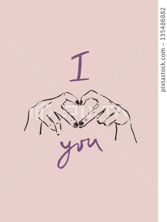 Vector poster illustration of heart and hands. Romantic love symbol perfect for Valentines Day holiday, wedding designs, posters, invitations and festive decor. Vector poster illustration of heart and hands. Romantic love symbol perfect for Valentines Day holiday, wedding designs, posters, invitations and festive decor. 135486882
