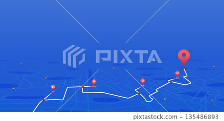 Highway disruptions. Accident road. Closed turns of the route, road. Traffic detours on perspective map. Location tracks dashboard. Generic city map with signs of streets. Vector illustration Highway disruptions. Accident road. Closed turns of the route, road. Traffic detours on perspective map. Location tracks dashboard. Generic city map with signs of streets. Vector illustration 135486893