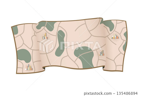 Paper map with city point. Local street gps navigate. City route navigation to marker. Geography distance plan. Vector illustration on white background Paper map with city point. Local street gps navigate. City route navigation to marker. Geography distance plan. Vector illustration on white background 135486894