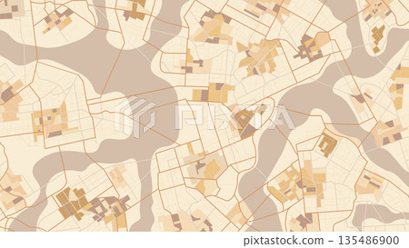 Abstract map background. Colorful zone on map. Transportation and roads. Digital art. Editable vector illustration 135486900