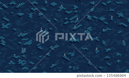 Abstract geometric shapes with route and buildings. Position point and navigate around. Vector illustration. Abstract geometric shapes with route and buildings. Position point and navigate around. Vector illustration. 135486904