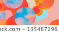 Colorful banner template showcases a joyful design with dotted patterns and cheerful hues. 135487298