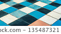 Checkerboard tile pattern in alternating colors showcasing a classic design aesthetic. 135487321