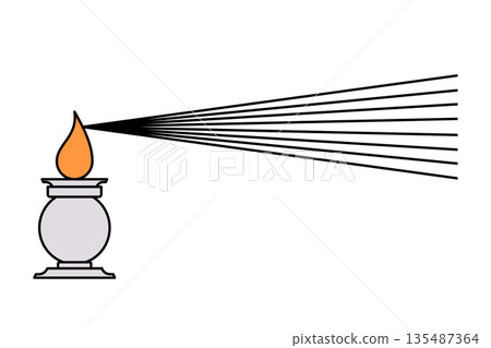 scientific illustration of burning candle acting as light source with multiple rays diverging outwards in straight lines rectilinear propagation scientific illustration of burning candle acting as light source with multiple rays diverging outwards in straight lines rectilinear propagation 135487364