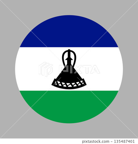 National round flag of Lesotho. Lesotho Flag circle icon. Flag of Lesotho badge template. 135487401