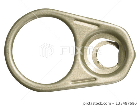 Metal pull tab from can on isolated background 135487680