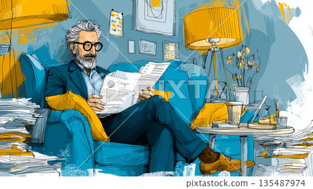 Reading documentation in a cozy home office filled with creativity and focus Reading documentation in a cozy home office filled with creativity and focus 135487974