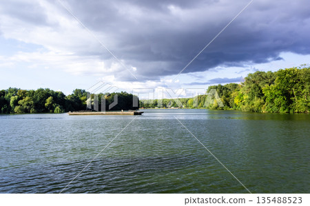 Lake view in Europe with park Lake view in Europe with park 135488523