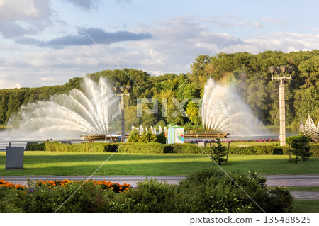 Fountain in Victory Park on the Svisloch river in Minsk, Belarus 135488525
