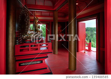 Inside (Buddhist) temple in Japanese garden in Krasnodar 135488585