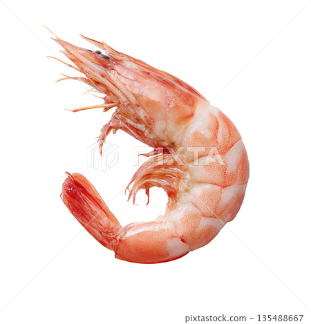 Freshly Peeled Shrimp Pile Ready for a Delicious Seafood Dish 135488667