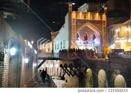 Defocused background with bathhouse in Tbilisi Defocused background with bathhouse in Tbilisi 135488835