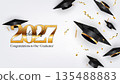 Graduation design class of 2027 clean white background Vector Illustration 135488883