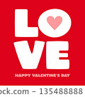 Love typography valentine card on red background. Vector Illustration EPS10 135488888