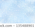 Winter ice background with blue frozen patterns and snow textures. Ideal for cold weather designs, holiday banners and abstract seasonal illustrations with frosty and flakes effects. Vector 135488901