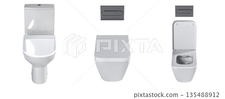 Lavatory pan isolated on a transparent background, bidet, 3D illustration, and CG render Lavatory pan isolated on a transparent background, bidet, 3D illustration, and CG render 135488912
