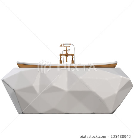 bathtub isolated on a white background, 3D illustration, and a CG render 135488943