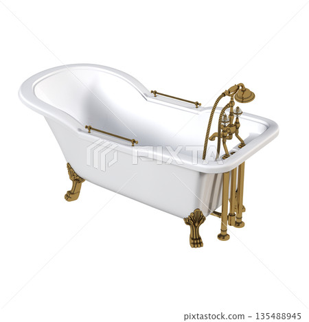 bathtub isolated on a white background, 3D illustration, and a CG render 135488945