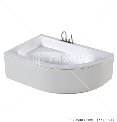 bathtub isolated on a white background, 3D illustration, and a CG render bathtub isolated on a white background, 3D illustration, and a CG render 135488954