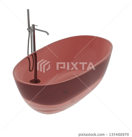 bathtub isolated on a white background, 3D illustration, and a CG render 135488970