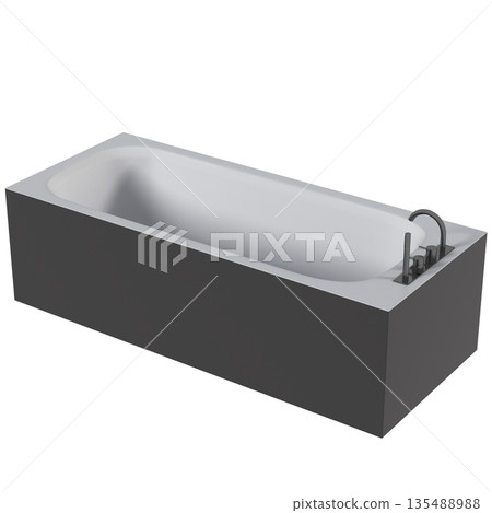 bathtub isolated on a white background, 3D illustration, and a CG render 135488988