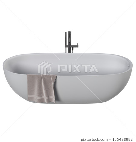 bathtub isolated on a white background, 3D illustration, and a CG render 135488992