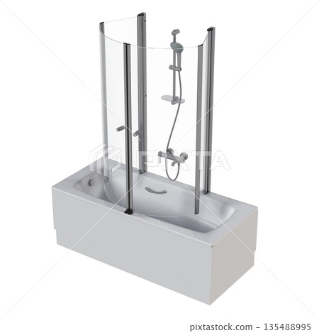 bathtub isolated on a white background, 3D illustration, and a CG render 135488995