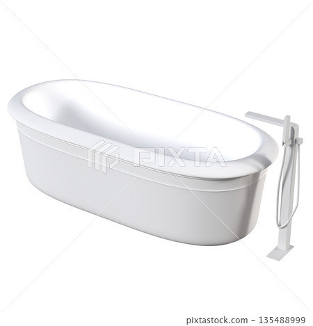 bathtub isolated on a white background, 3D illustration, and a CG render bathtub isolated on a white background, 3D illustration, and a CG render 135488999