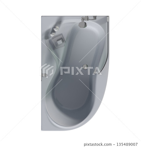 bathtub isolated on a white background, 3D illustration, and a CG render 135489007