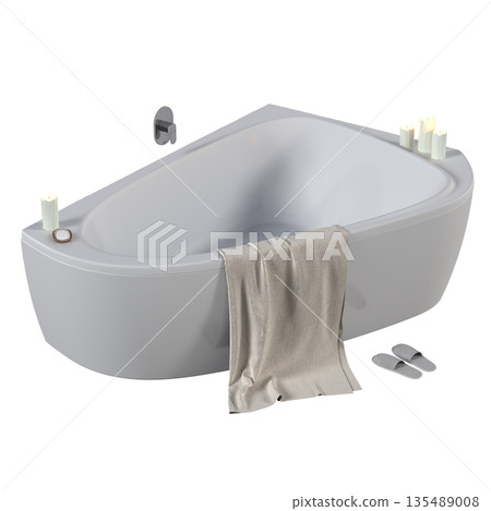 bathtub isolated on a white background, 3D illustration, and a CG render 135489008
