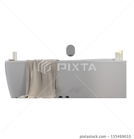 bathtub isolated on a white background, 3D illustration, and a CG render 135489010