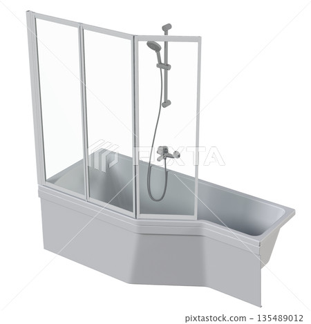 bathtub isolated on a white background, 3D illustration, and a CG render bathtub isolated on a white background, 3D illustration, and a CG render 135489012