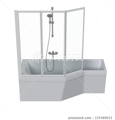 bathtub isolated on a white background, 3D illustration, and a CG render bathtub isolated on a white background, 3D illustration, and a CG render 135489013