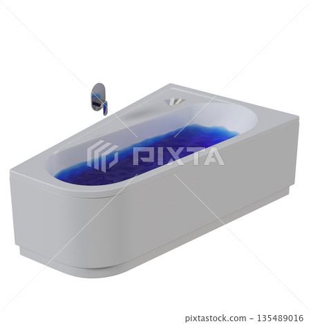 bathtub isolated on a white background, 3D illustration, and a CG render bathtub isolated on a white background, 3D illustration, and a CG render 135489016