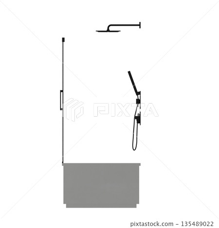 bathtub isolated on a white background, 3D illustration, and a CG render 135489022