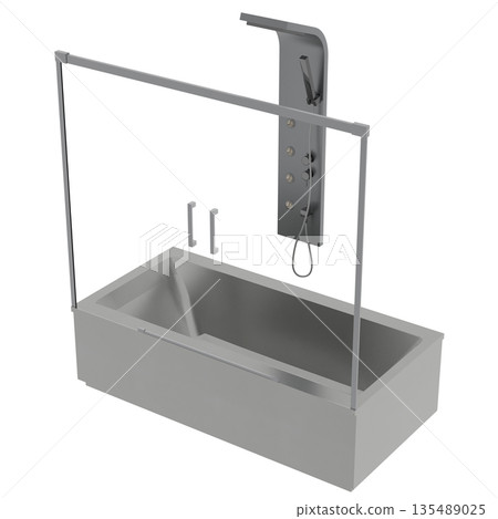 bathtub isolated on a white background, 3D illustration, and a CG render 135489025
