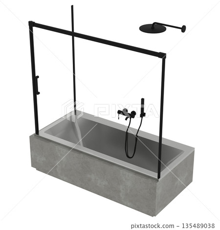 bathtub isolated on a white background, 3D illustration, and a CG render bathtub isolated on a white background, 3D illustration, and a CG render 135489038