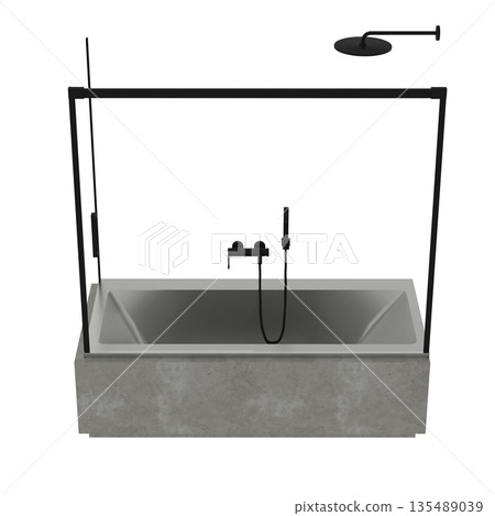 bathtub isolated on a white background, 3D illustration, and a CG render 135489039