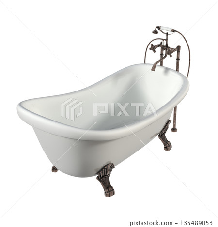 bathtub isolated on a white background, 3D illustration, and a CG render bathtub isolated on a white background, 3D illustration, and a CG render 135489053