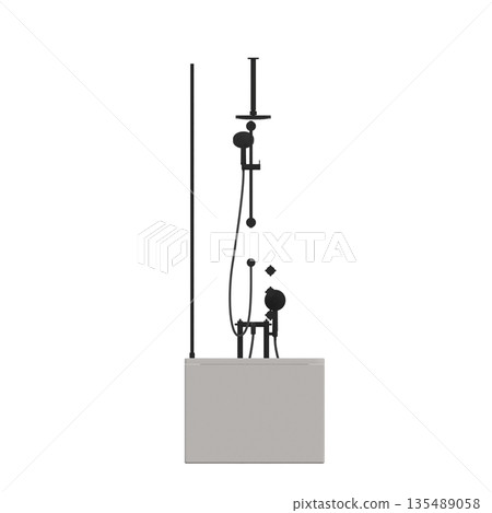 bathtub isolated on a white background, 3D illustration, and a CG render bathtub isolated on a white background, 3D illustration, and a CG render 135489058