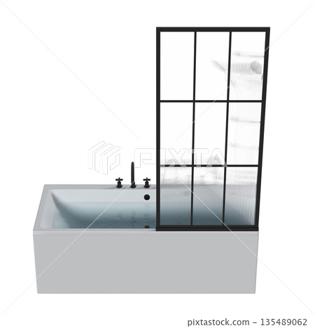 bathtub isolated on a white background, 3D illustration, and a CG render bathtub isolated on a white background, 3D illustration, and a CG render 135489062